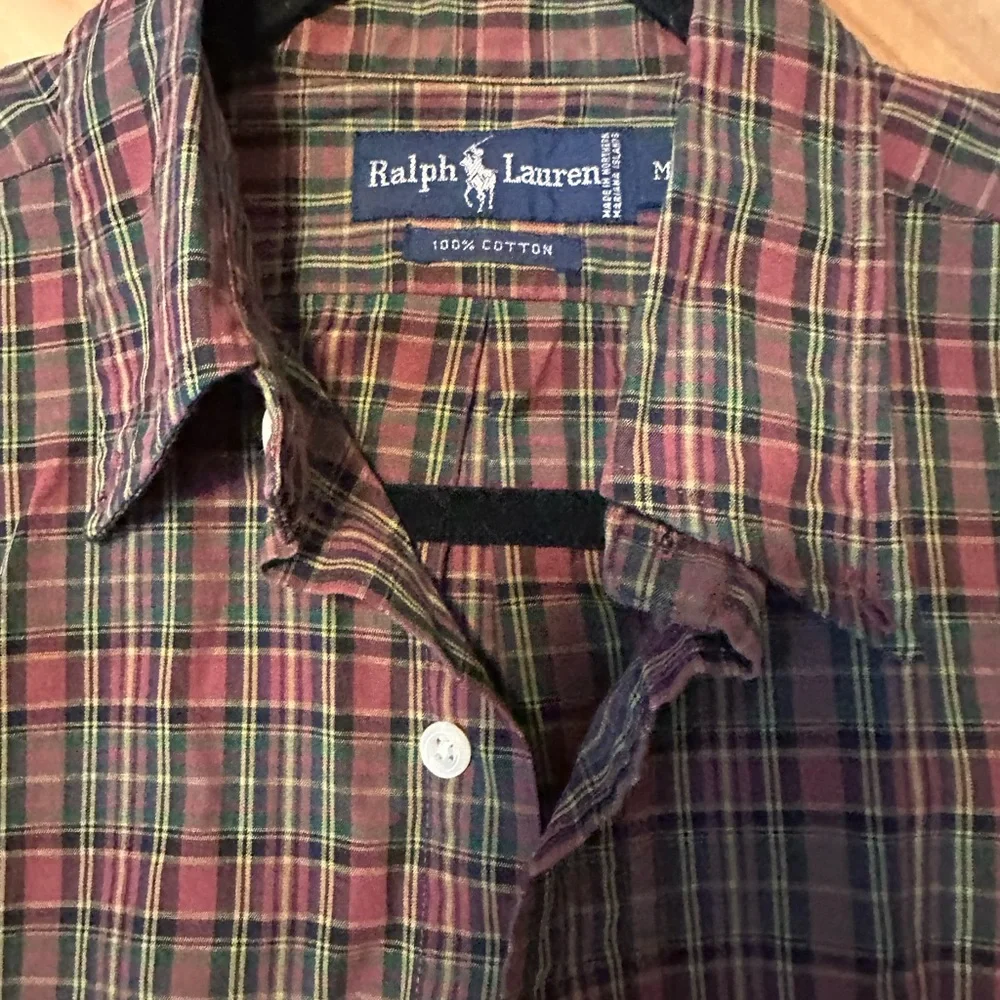 Ralph Lauren Menβs Plaid Dress Shirt Long Sleeve Size L Green Red - Picture 2 of 9